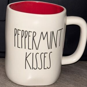 Rae Dunn Peppermint Kisses White and Red Mug